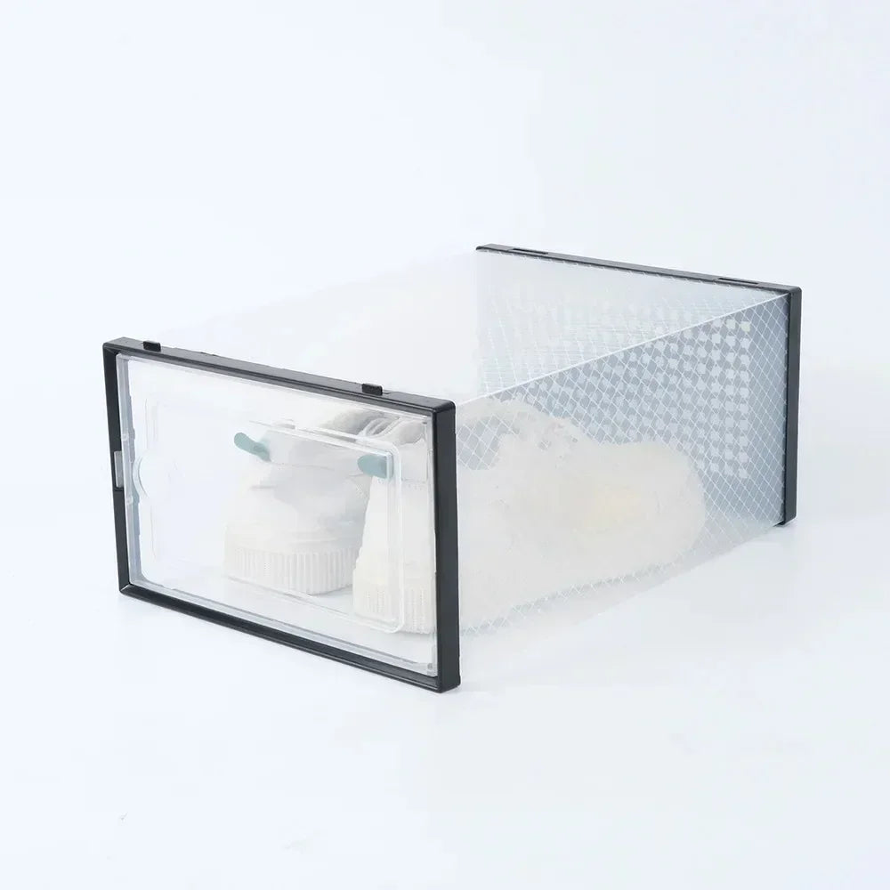 Shoe Cabinets Transparent Plastic Shoes Case Stackable Front Lid Drawer Shoes Organizer Thicken Large Moisture-Proof Storage Box