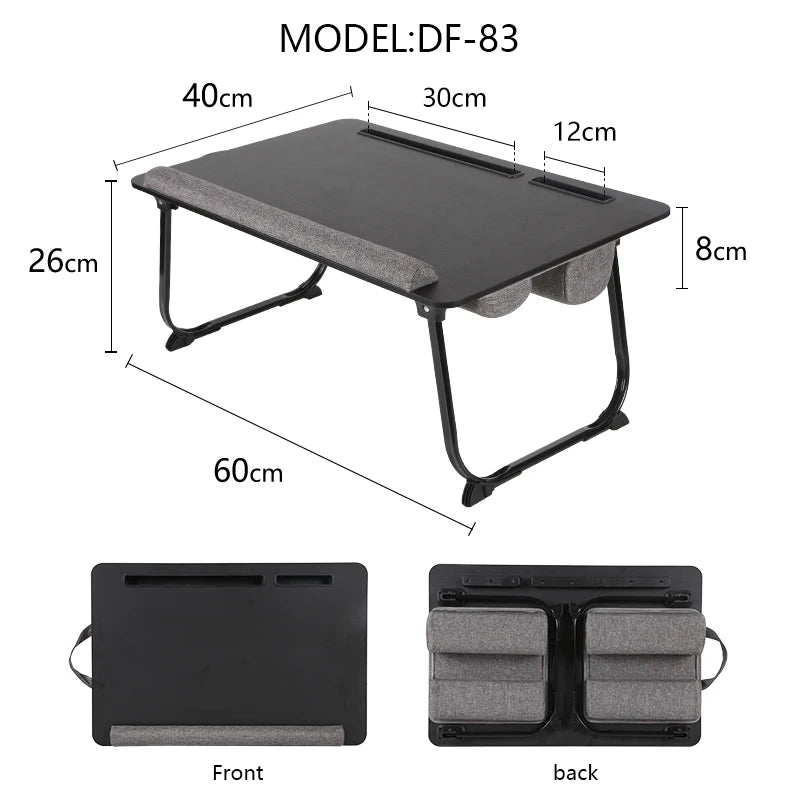 MUMUCC Portable Bed Table For Laptop Folding With Foldable Cushion,Handle,Slot And Mouse Pad, Wooden Gaming Desk