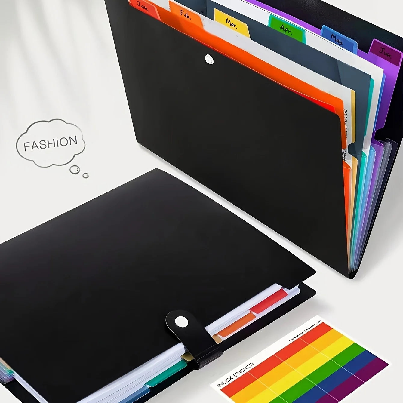 24pcs Colorful A4 Plastic File Folder with Labels-Multi-Layer,Snap Closure,Durable Storage Organizer for Office & School Supplie