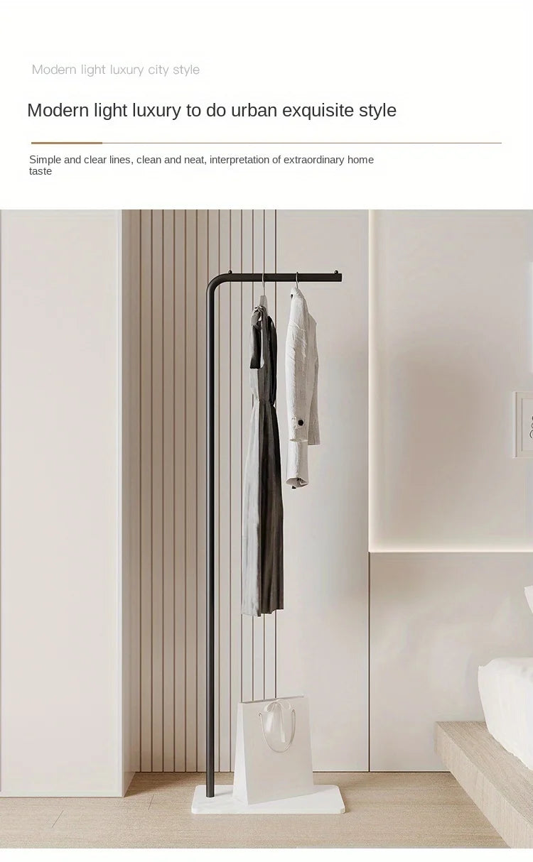 Scandinavian Modern Metal Valet Stand - Freestanding Multipurpose Suit Rack with Special Functions - Bedroom Clothing and Accessories