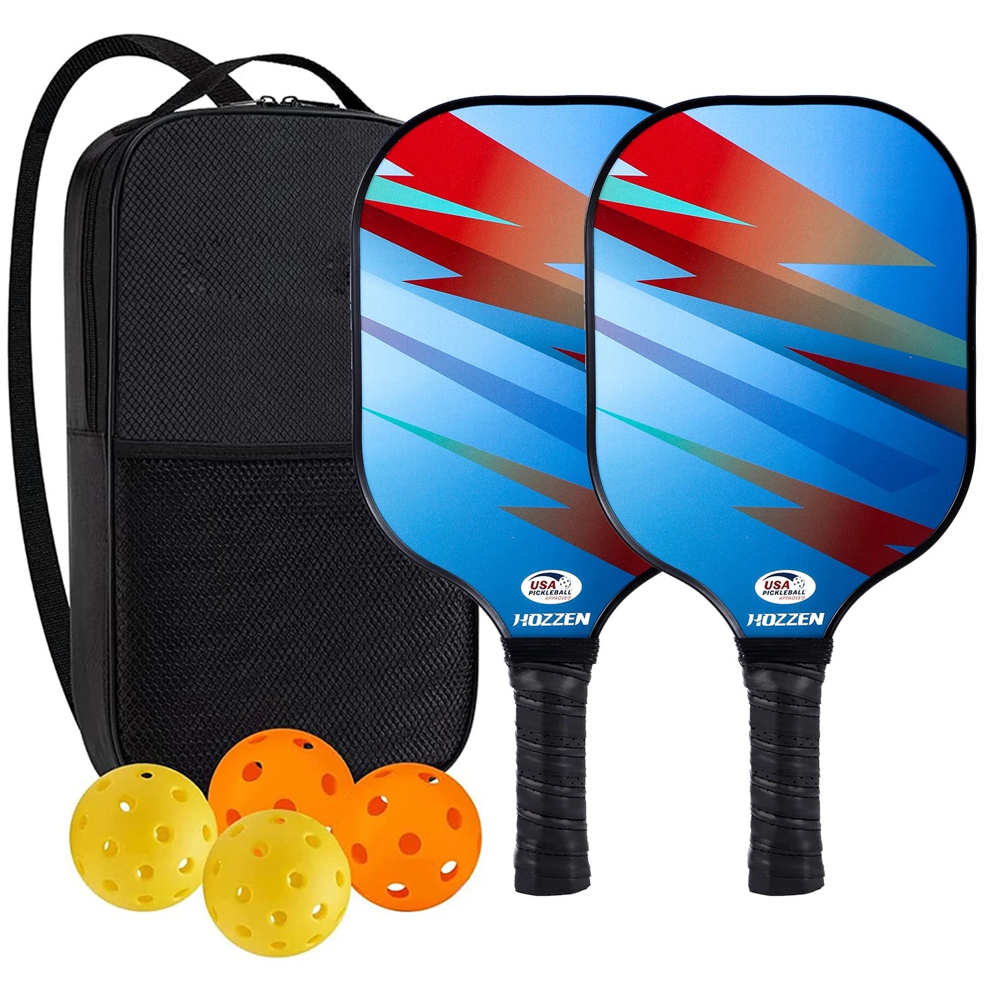 Pickleball Paddles Set Rackets Portable Racket Cover Carrying Bag Gift Kit USAPA Approved Indoor Outdoor Honeycomb Core 4 Balls