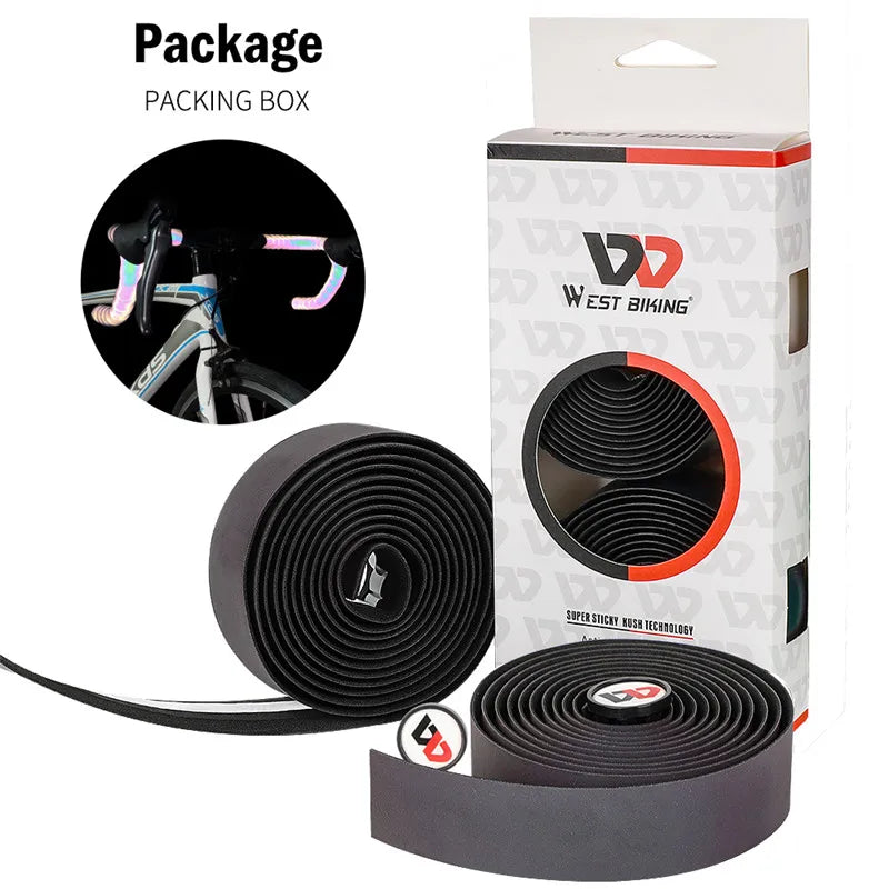 WEST BIKING Bicycle Handlebar Strap Reflective Discolor Bike Handlebar Tape Anti-slip Shock-absorption Handle Strap Cycling Part