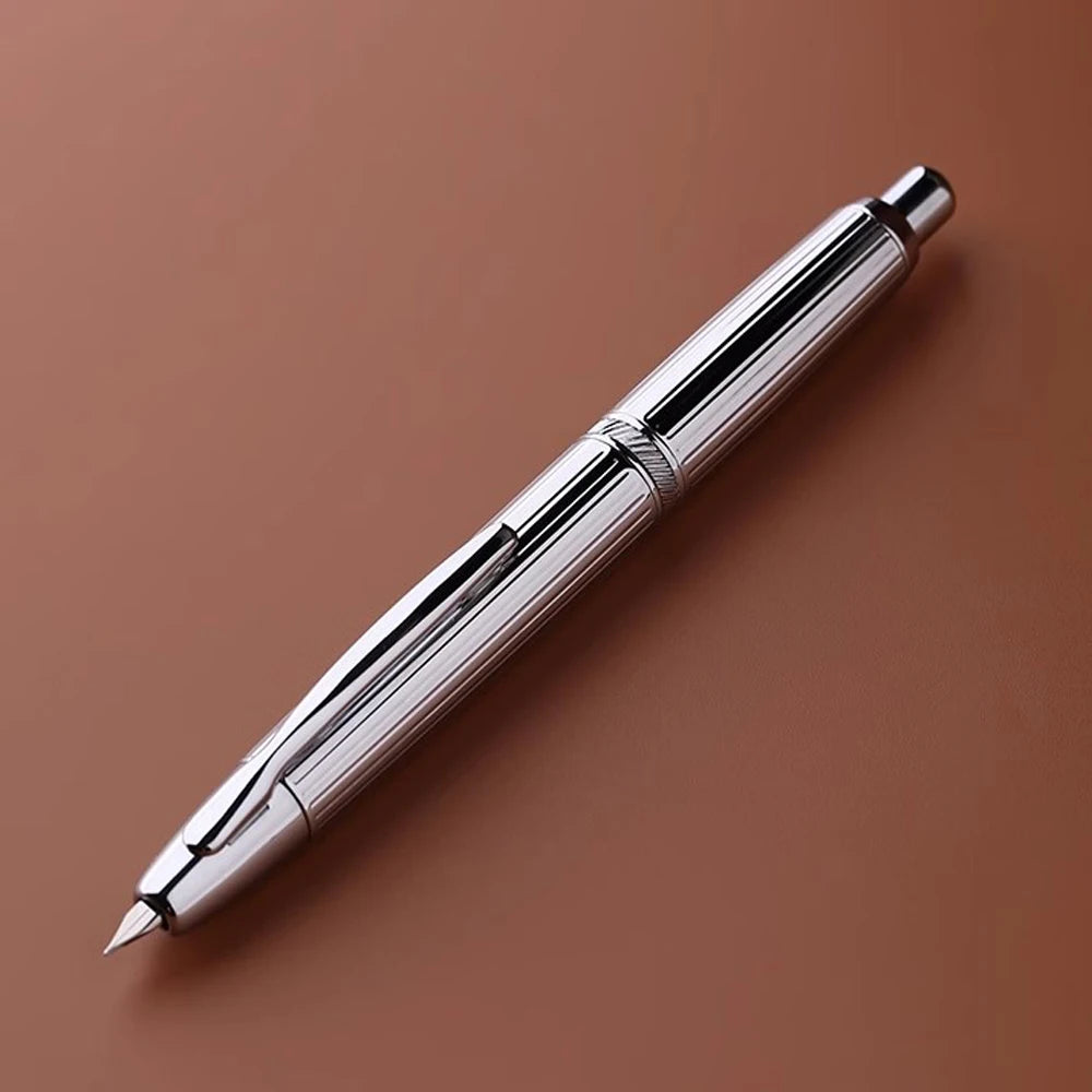 sliver Moonman A1 fountain pen Metal Press Iink pen Striped pattern EF 0.4MM Nibs writing gift pens for students office supplies