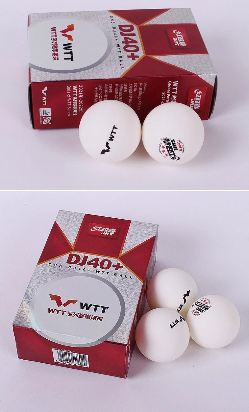 6 Pcs/Box DHS WTT Ping Pong Balls DJ40+ Official Table Tennis Games Use 3 Star Table Tennis Balls for WTT International Games