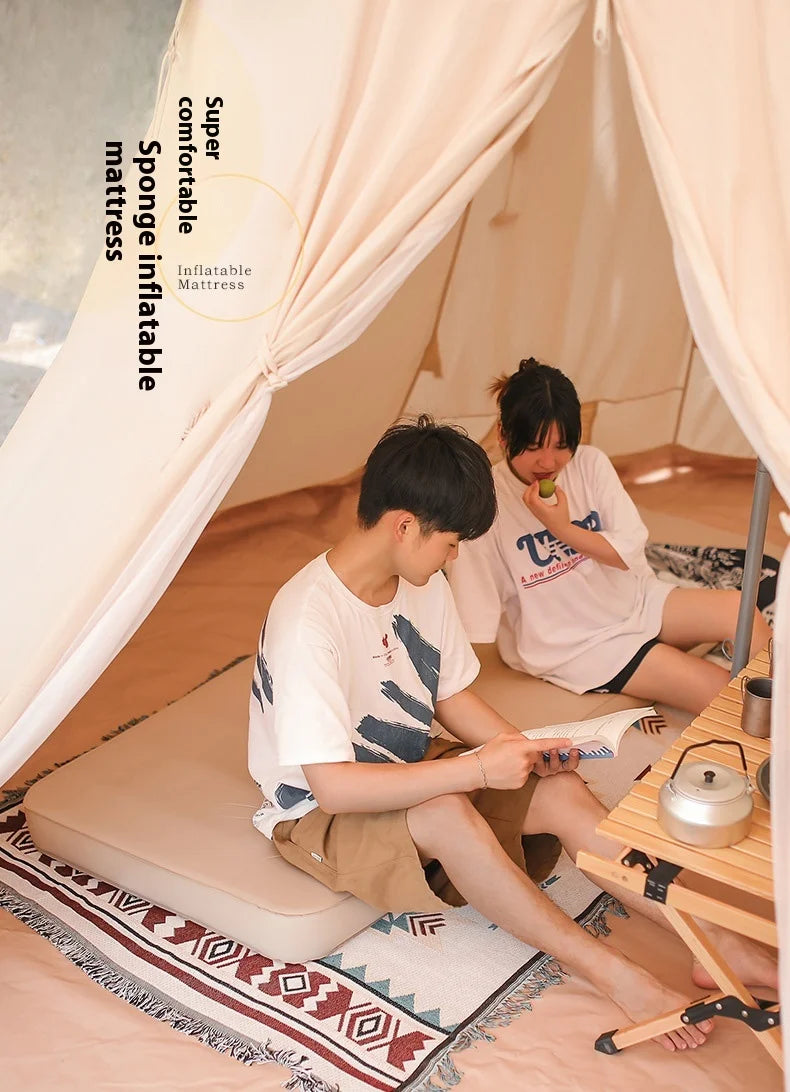 Lohascamping double Self-inflating Mattress 10cm Compact Folding Camping Mat Sleeping Bed Pad 1-2 Person floor tent Air Mat