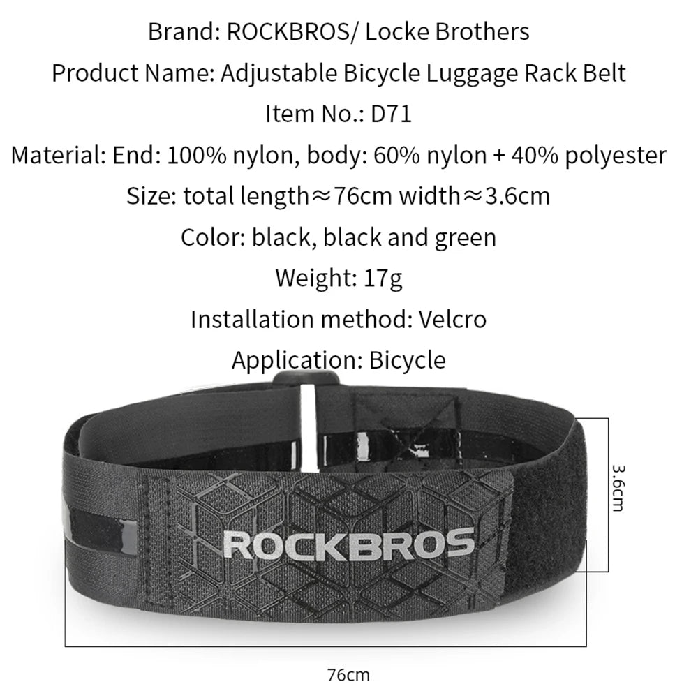 ROCKBROS Adjustable Luggage Outdoor Storage Accessories Convenient Multifunctional Strap Bicycle Tie Rope Anti-Slip