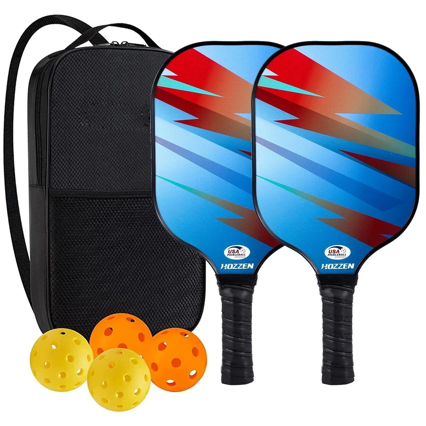 Pickleball Paddles Set Rackets Portable Racket Cover Carrying Bag Gift Kit USAPA Approved Indoor Outdoor Honeycomb Core 4 Balls