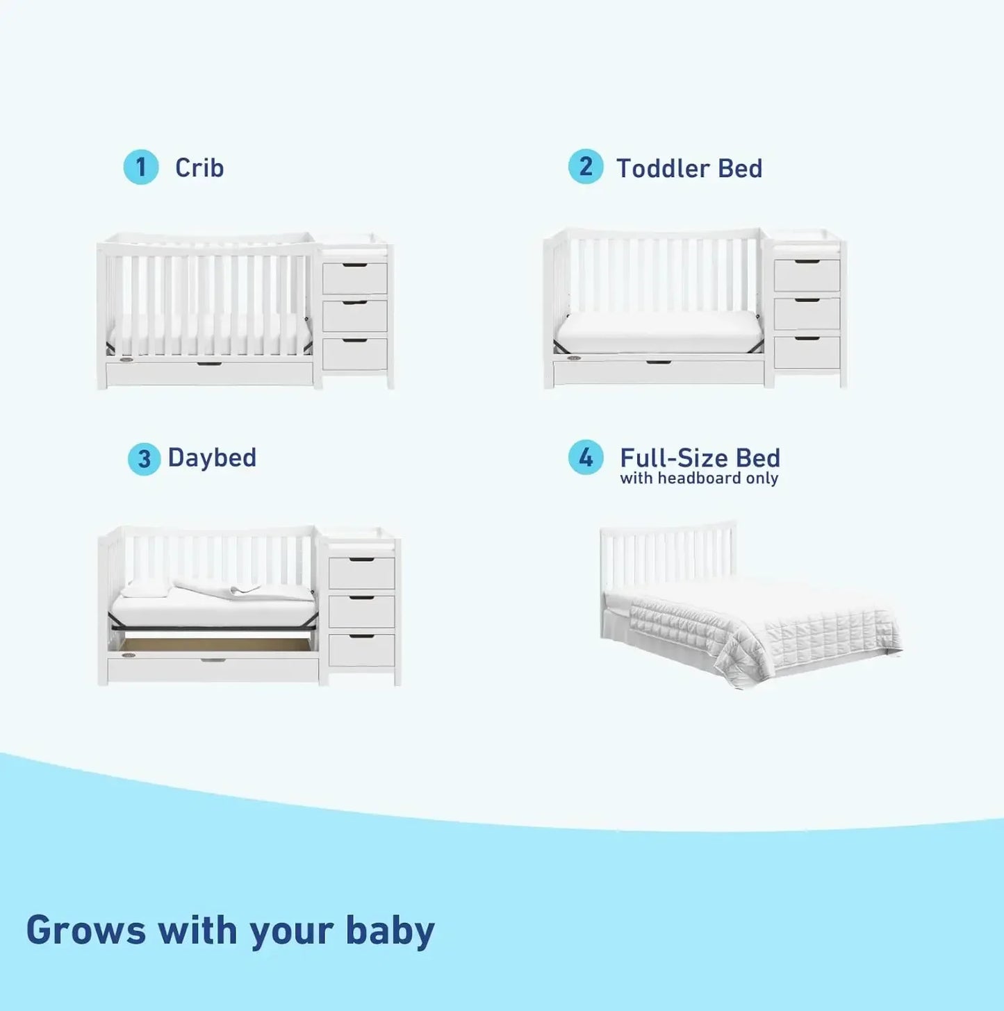 Graco Remi 4-In-1 Convertible Crib & Changer With Drawer (White) – GREENGUARD Gold Certified, Crib And Changing-Table Combo