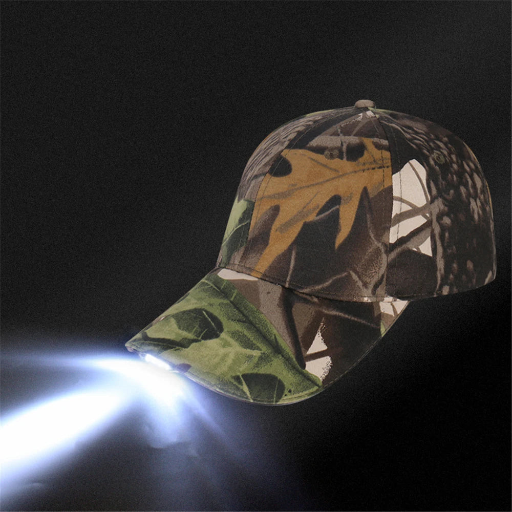 LED Lamp Cap Battery Powered Hat with LED Light Flashlight Headlamp for Outdoor Fishing Jogging Baseball Cap Hiking Caps