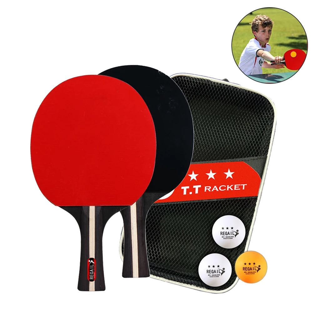 Table Tennis Racket 2 Rackets & 3 Balls Table Tennis Paddles Professional Ping Pong Paddle with Bag for Beginners Training Game