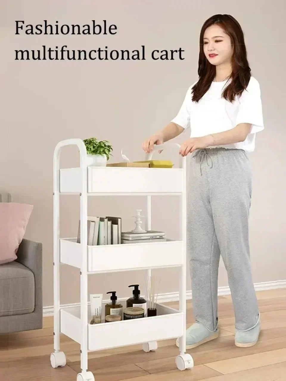 Household Multi-layer Small Cart Storage Rack Floor To Floor Kitchen Bedroom Bathroom Storage Rack Storage Rack With Wheels