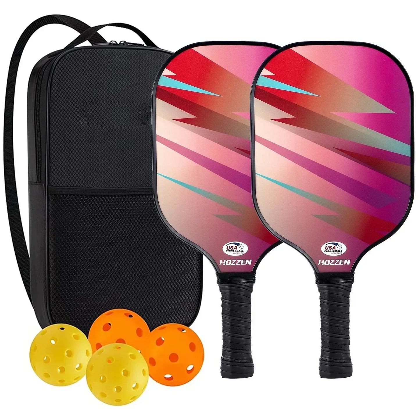 Pickleball Paddles Set Rackets Portable Racket Cover Carrying Bag Gift Kit USAPA Approved Indoor Outdoor Honeycomb Core 4 Balls