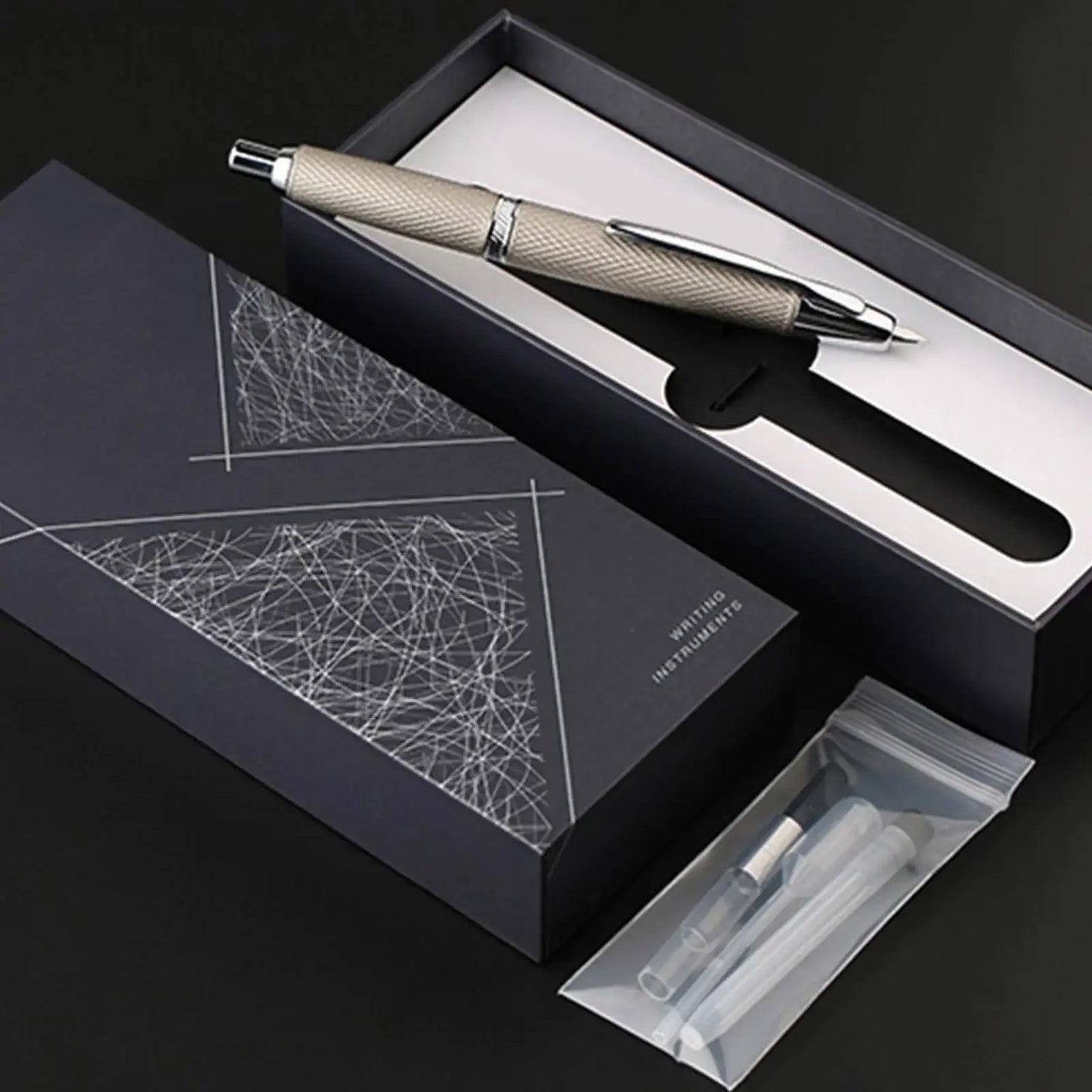 sliver Moonman A1 fountain pen Metal Press Iink pen Striped pattern EF 0.4MM Nibs writing gift pens for students office supplies