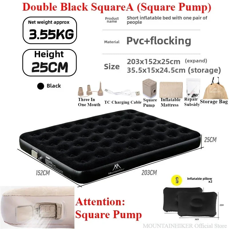 MOUNTAINHIKER Outdoor Inflatable Seating Mat Interior Air Mattress Mats Luxury Built-in Pump Thicken PVC Sleeping Bed Furniture