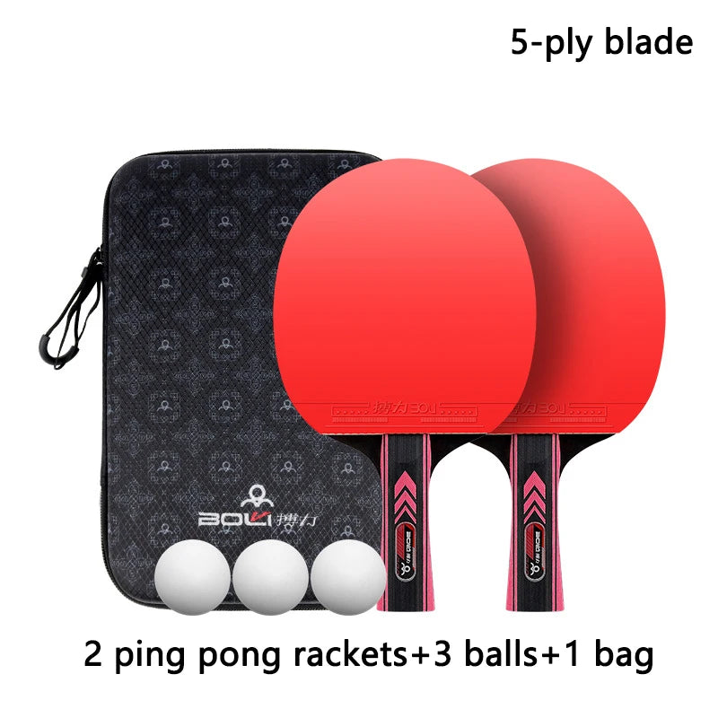 Table Tennis Racket Set Professional 7/5-Ply Wood with Pimples-in Rubber Includes 2 Rackets,3 Ping Pong & Box for Beginners