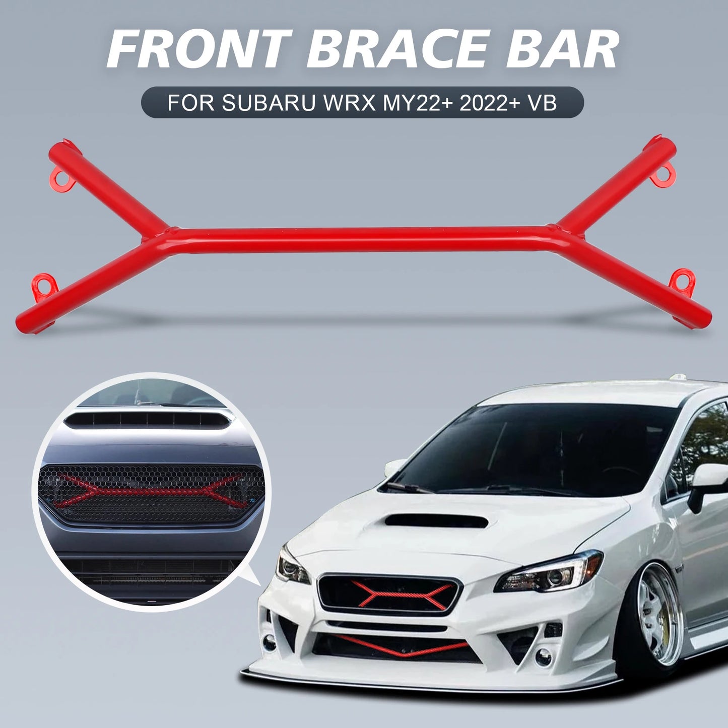 New Exterior Accessories Front Brace Bar Member Chassis Strut Brace 75cm 29.53" For 2022 2023 2024 Subaru WRX VB Red White Gray