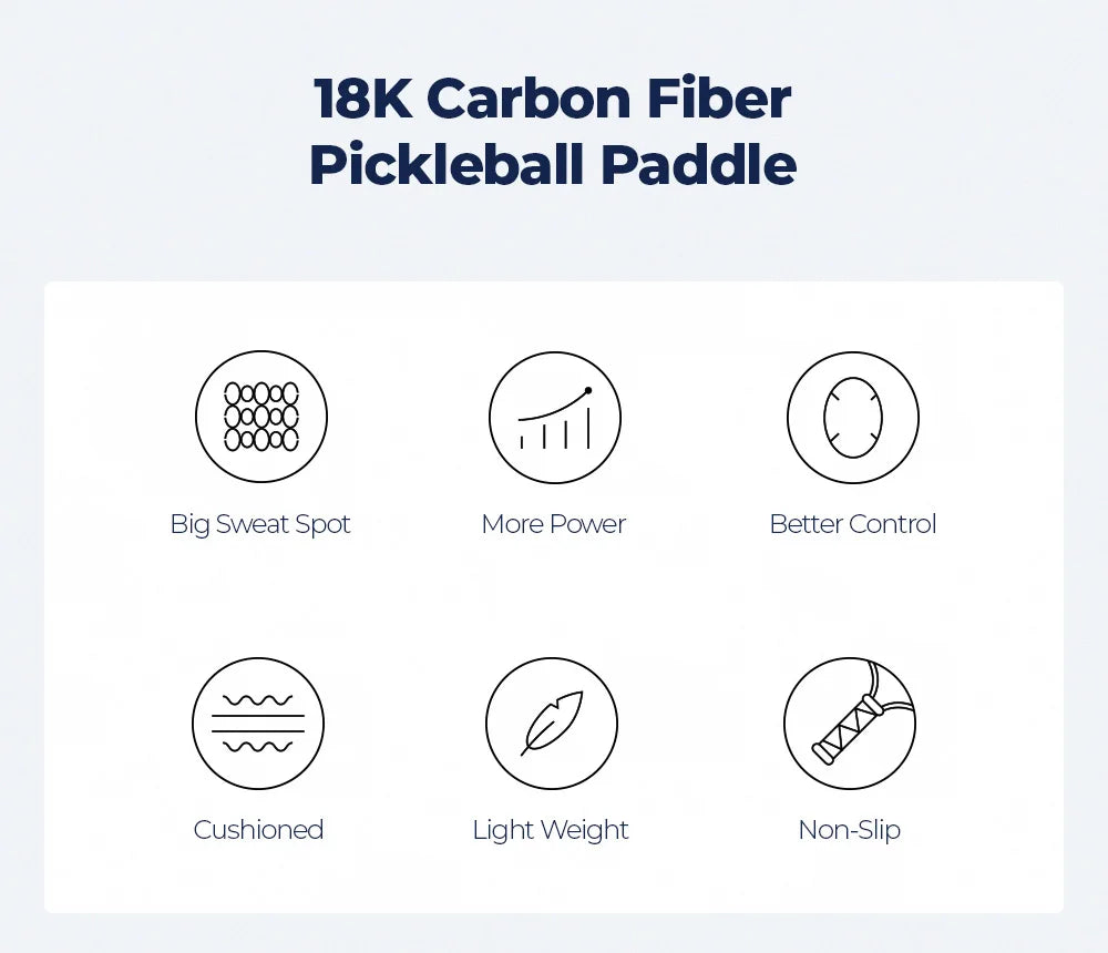 JIKEGO 18K Carbon Fiber Pickleball Paddle 2023 16mm Professional Pickle Ball Racket Racquet Men Women Child