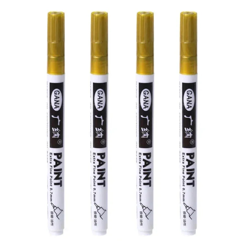 4Pcs/set Oil Based White Black Permanent Paint Markers Pens 0.7mm Extra Fine Waterproof, for Rock Painting, Wood, Metal, Canvas