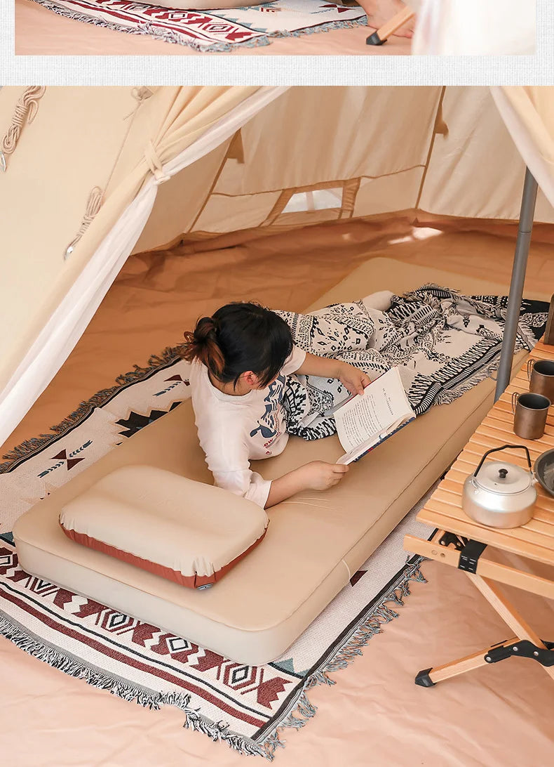 Lohascamping double Self-inflating Mattress 10cm Compact Folding Camping Mat Sleeping Bed Pad 1-2 Person floor tent Air Mat