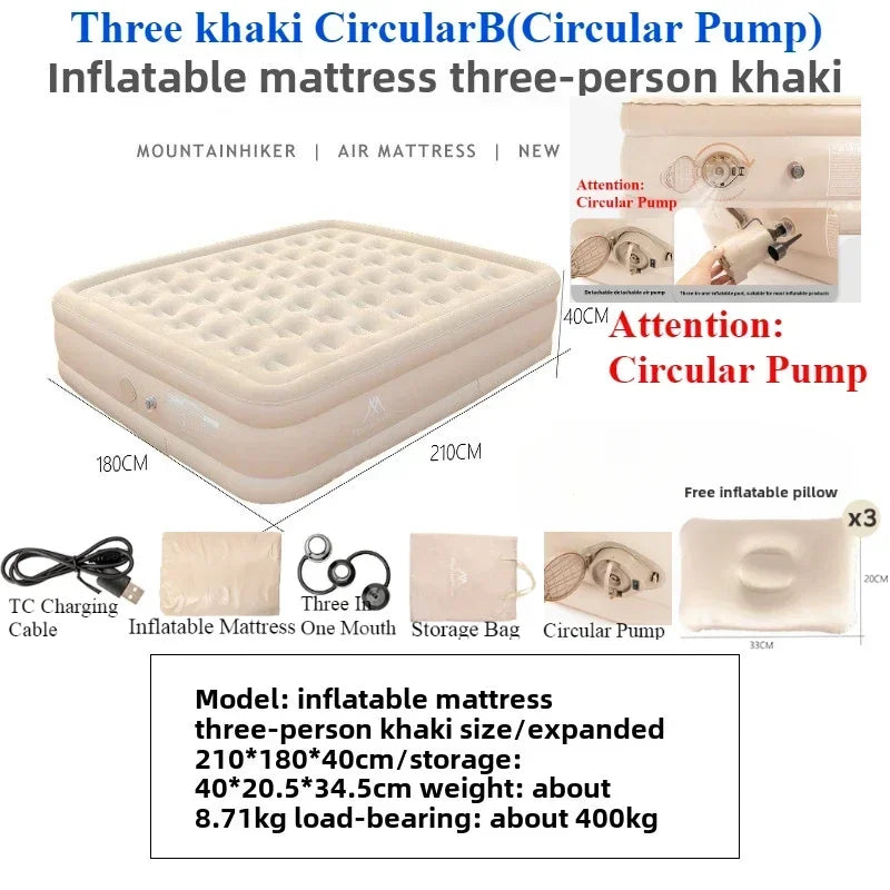 MOUNTAINHIKER Outdoor Inflatable Seating Mat Interior Air Mattress Mats Luxury Built-in Pump Thicken PVC Sleeping Bed Furniture