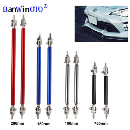 Car Splitter Rods Racing Adjustable Front Rear Bumper Lip Support Strut Brace Tie Pull Bar Kit 75/100/150/200mm Universal 1 Pair