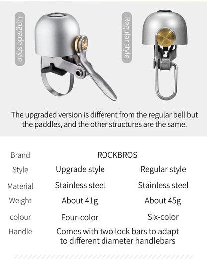 ROCKBROS Bike Bell Cycling Ring Bicycle Retro Classical Bells Clear Sound Quality MTB Road Safety Warning Alarm Bike Bells
