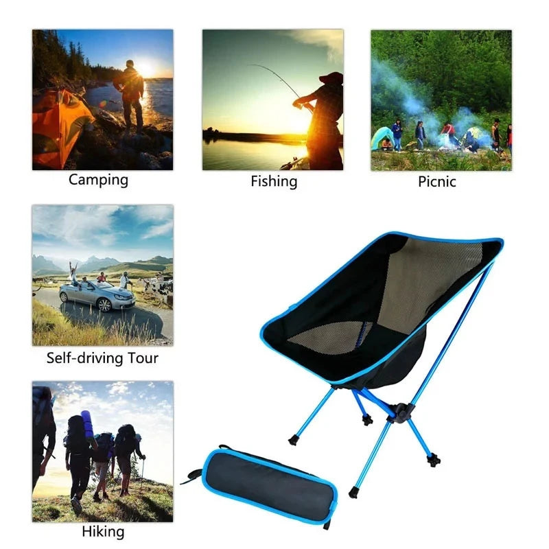 Ultralight Camping Chair, Portable Outdoor Folding Fishing Chairs Seat for Travel Camp Beach Fishing Foldable Stool Picnic Chair