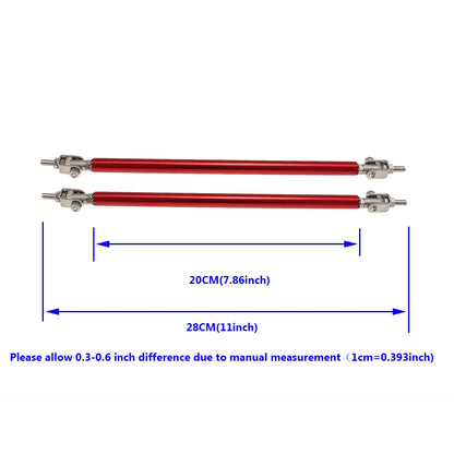 Car Splitter Rods Racing Adjustable Front Rear Bumper Lip Support Strut Brace Tie Pull Bar Kit 75/100/150/200mm Universal 1 Pair