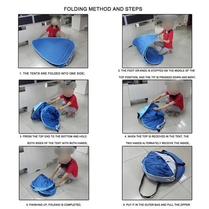 Beach Tent 165*150*110cm Pop-up Automatic Opening Anti-ultraviolet Full Shade Tent Family Ultralight Folding Tent Travel Camping