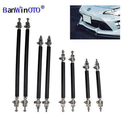 Car Splitter Rods Racing Adjustable Front Rear Bumper Lip Support Strut Brace Tie Pull Bar Kit 75/100/150/200mm Universal 1 Pair