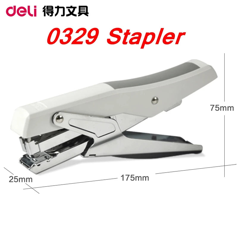 Deli 0329 Manual Plier Stapler Hand Hold Type Efforts Saving 20 Sheets 80g  Metal Stapler