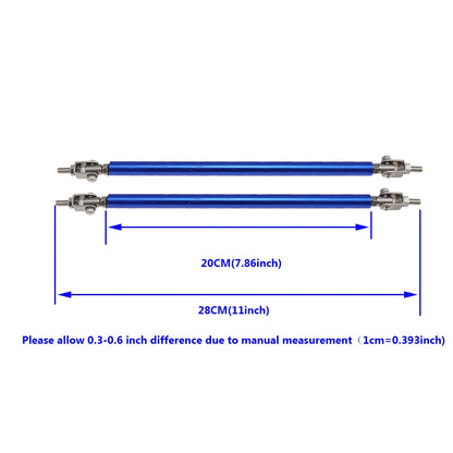 Car Splitter Rods Racing Adjustable Front Rear Bumper Lip Support Strut Brace Tie Pull Bar Kit 75/100/150/200mm Universal 1 Pair