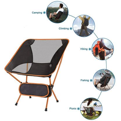Ultralight Camping Chair, Portable Outdoor Folding Fishing Chairs Seat for Travel Camp Beach Fishing Foldable Stool Picnic Chair