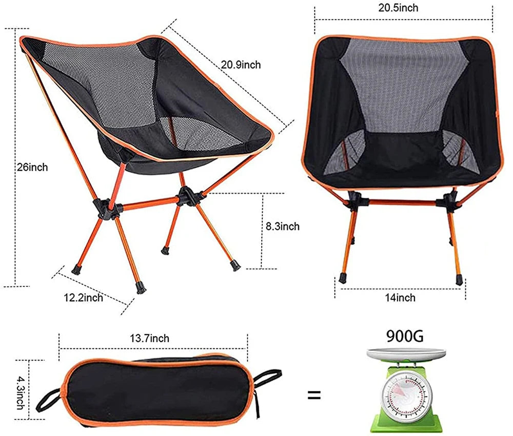Ultralight Camping Chair, Portable Outdoor Folding Fishing Chairs Seat for Travel Camp Beach Fishing Foldable Stool Picnic Chair