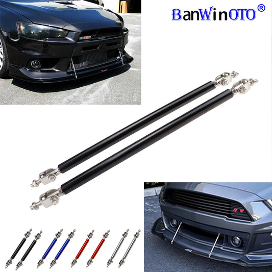 Car Splitter Rods Racing Adjustable Front Rear Bumper Lip Support Strut Brace Tie Pull Bar Kit 75/100/150/200mm Universal 1 Pair