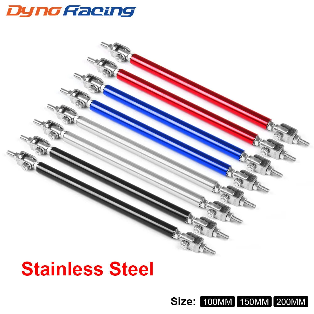 Stainless Steel Bumper Lip Adjust Front Strut Splitter Rod Tie Support Bars 100MM 150MM 200MM
