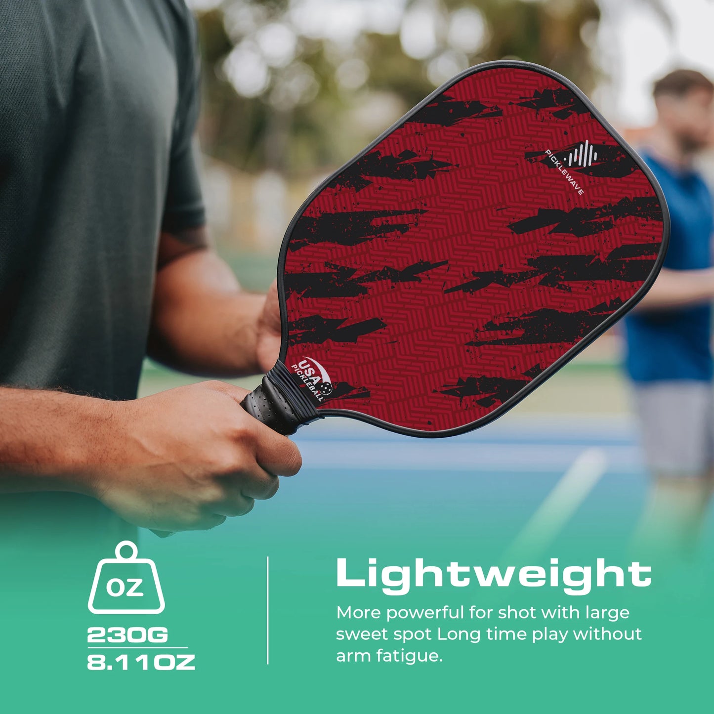 Intense Red Trace USAPA Pickleball Paddle Fiberglass Surface With High Grit & Spin Unibody Edgeless Sport Racquet Pickleball