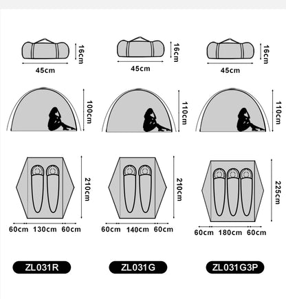 BSWolf 2 Persons Camping Tent Ultralight 20D 380T Nylon Double Layer Waterproof Backpacking Tent for Hiking Travel with free mat