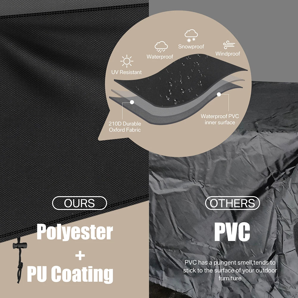 Outdoor Furniture Covers Waterproof Rain Snow Dust Wind-Proof Anti-UV Oxford Fabric For Garden Lawn Patio Table Chair Protection