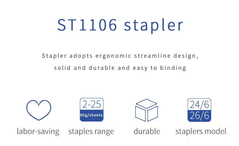 BAOKE ST1106 26/6 24/6 Hand Type Stapler With Staples