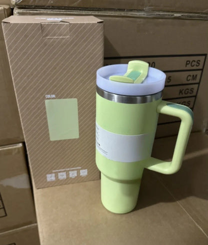 New Style Tumbler with Handle & Straw 40 oz Twist On 3Way Lid Cupholder Compatible for Travel Insulated Stainless Steel Cup