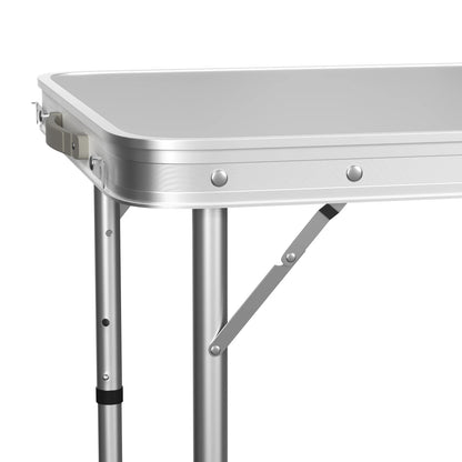 Folding outdoor camping table portable table adjustable height with carry handle folding picnic table white 120x60 cm