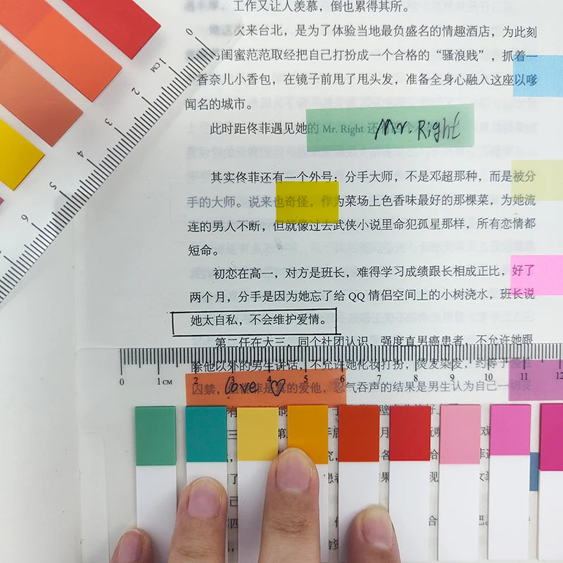 KindFuny 200 Sheets Morandi Index Tabs Bookmark Sticky Notes Notepad Kawaii Stationery School Office Supplies
