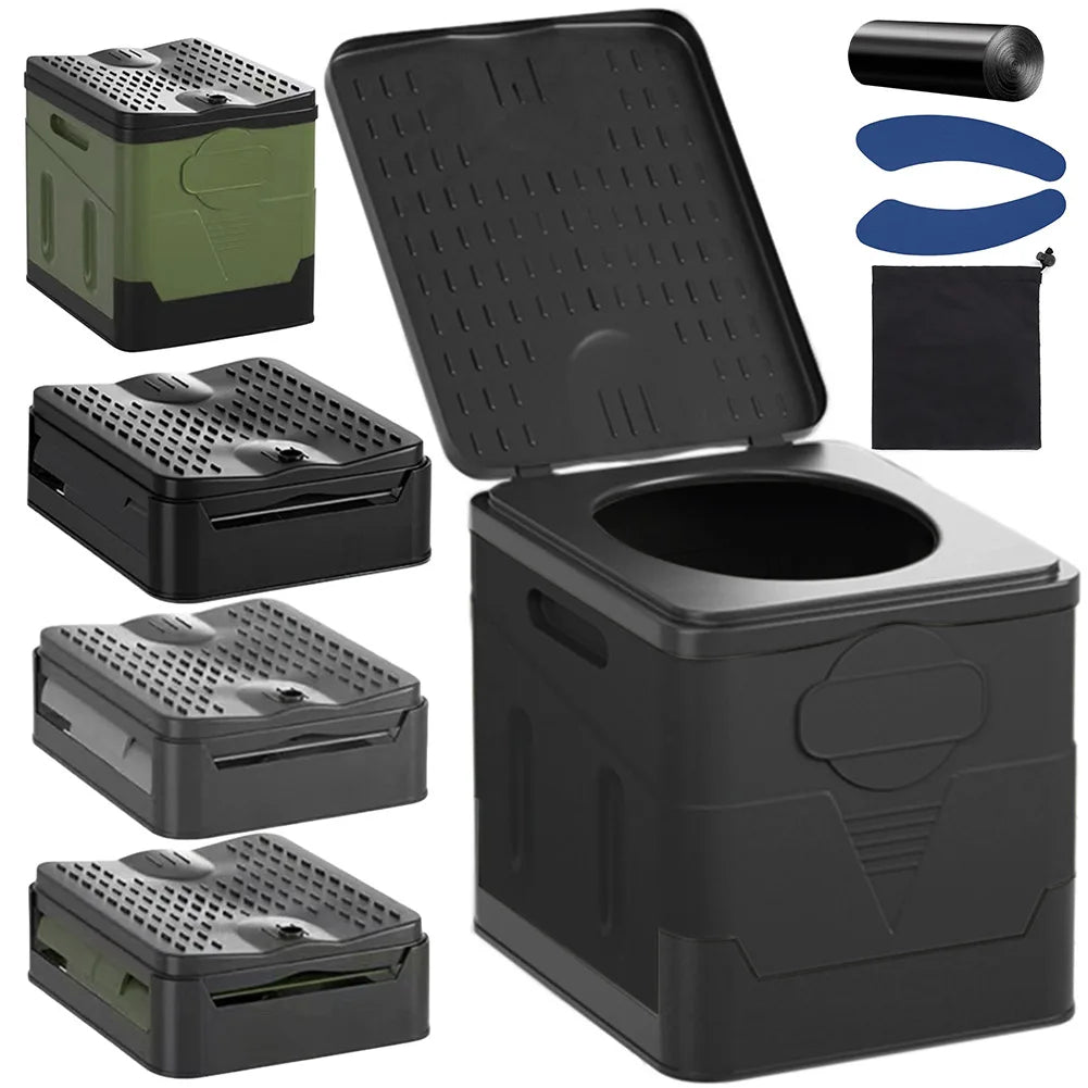 Plastic Portable Outdoor Toilet Tent Car Emergency Toilet with cover Travel Washable Camping Toilet Self-driving Picnic Seat