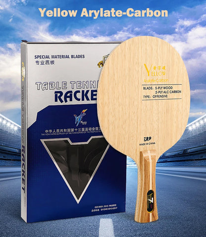 Original 729 Friendship Yellow ALC Table Tennis Blade 5 Wood 2 Arylate Carbon Professional Ping Pong Blade Blue ALC Offensive