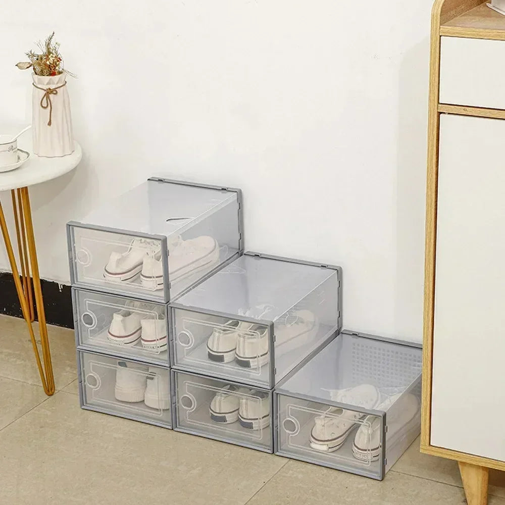 Shoe Cabinets Transparent Plastic Shoes Case Stackable Front Lid Drawer Shoes Organizer Thicken Large Moisture-Proof Storage Box