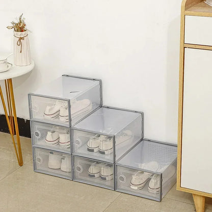 Shoe Cabinets Transparent Plastic Shoes Case Stackable Front Lid Drawer Shoes Organizer Thicken Large Moisture-Proof Storage Box