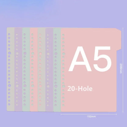 Candy Color Dividers A4 B5 A5 Planner Index Divider Page Plastic Classification Page Tab Bookmark Planner Inserts 8 Pcs/set