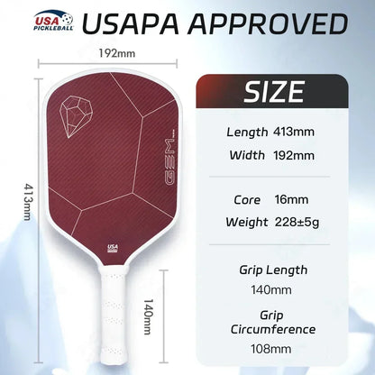 RUBY Pickleball Paddle Thermoformed Unibody Red 100% Kevlar Carbon Fibre 16MM Honeycomb Core Professional Pickleball Racket