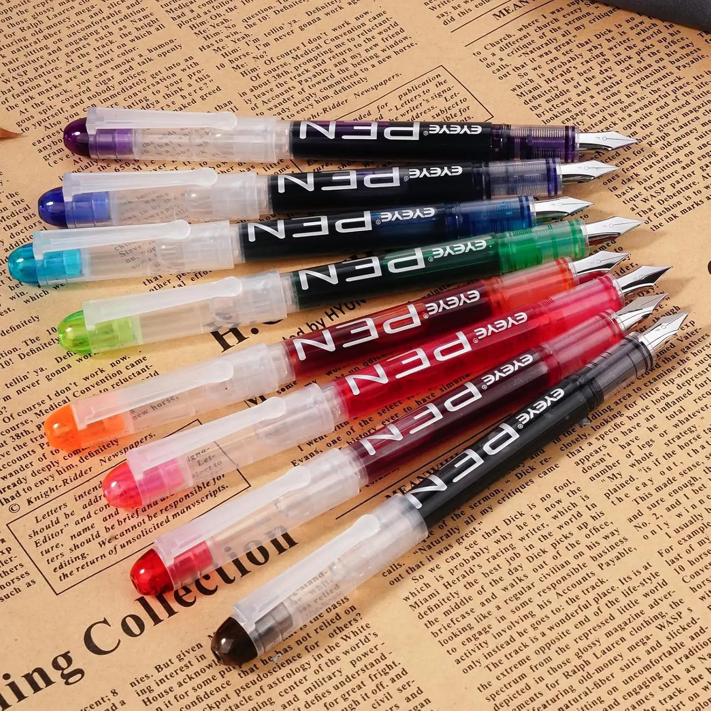 Disposable Fountain Pens, Straight Liquid Fountain Pens，for WritingQuick-Drying Ink Pen, Smooth-Writing Multicolor Art Supplies